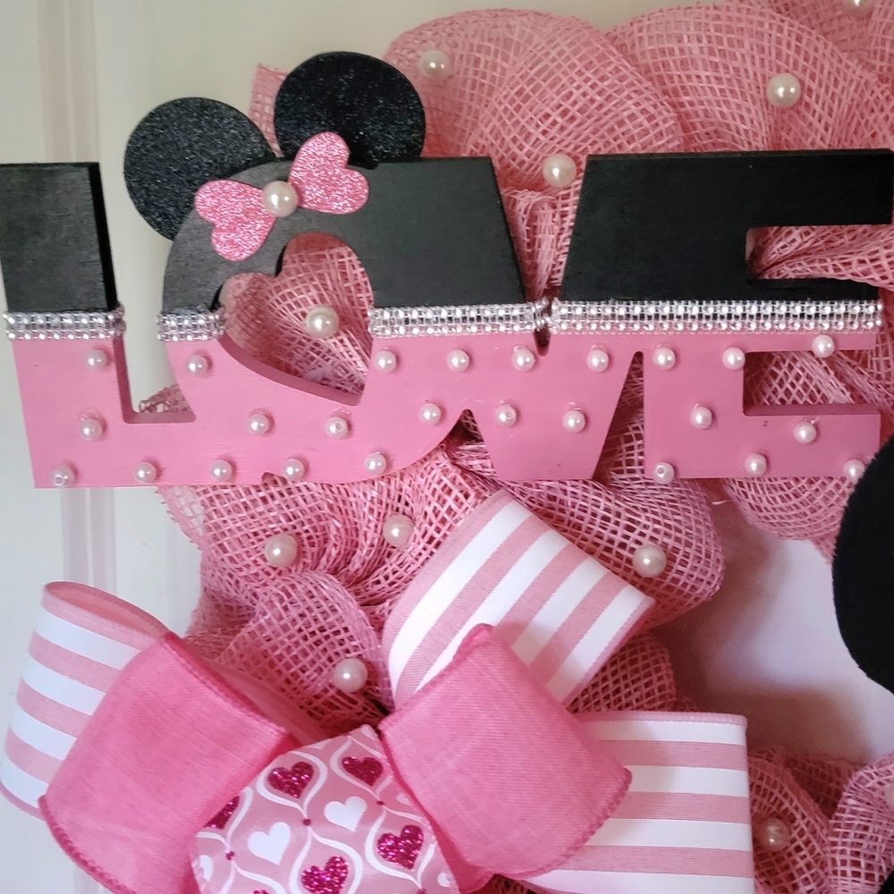 Minnie Mouse Wreath Deco Mesh Bow Genuine Disney Engagement Anniversary … - Picture 4 of 5